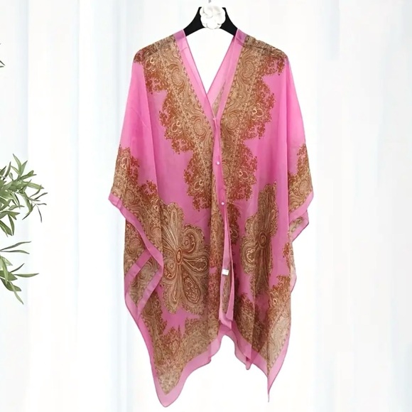 Lightweight Chiffon Shawl Scarf Jacquard Beach Cover-Up - Picture 2 of 10